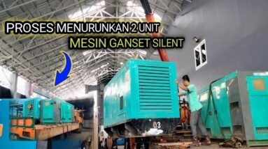 PROSES MENURUNKAN MESIN GANSET 2 UNIT PAKAI TRUCK CRANE